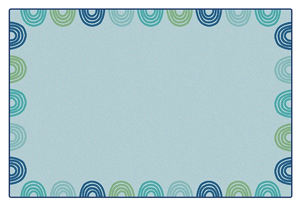 KIDSoft Rainbows Border Rug Green  - 4ft x 6ft - Rectangle - Light Green
