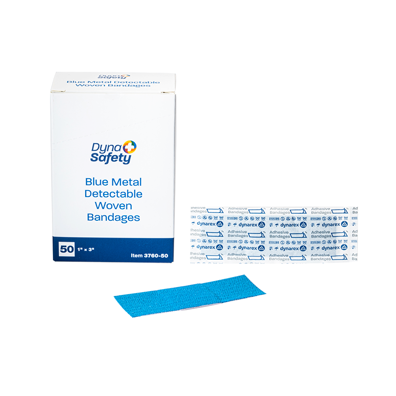 Blue Metal Detectable Woven Bandage, 1” x 3” - 50 pcs per Box/24 Boxes per Case