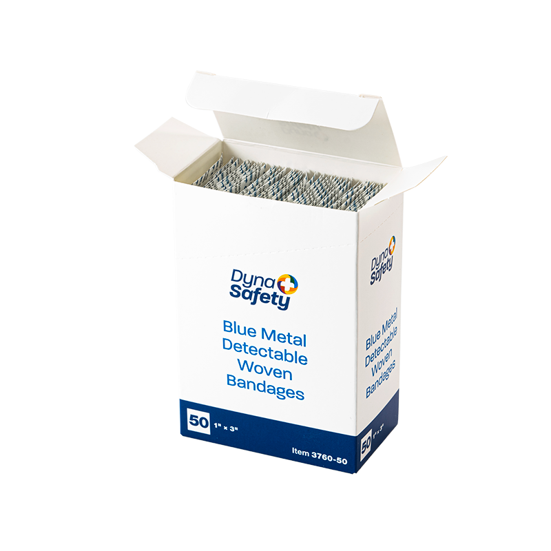 Blue Metal Detectable Woven Bandage, 1” x 3” - 50 pcs per Box/24 Boxes per Case