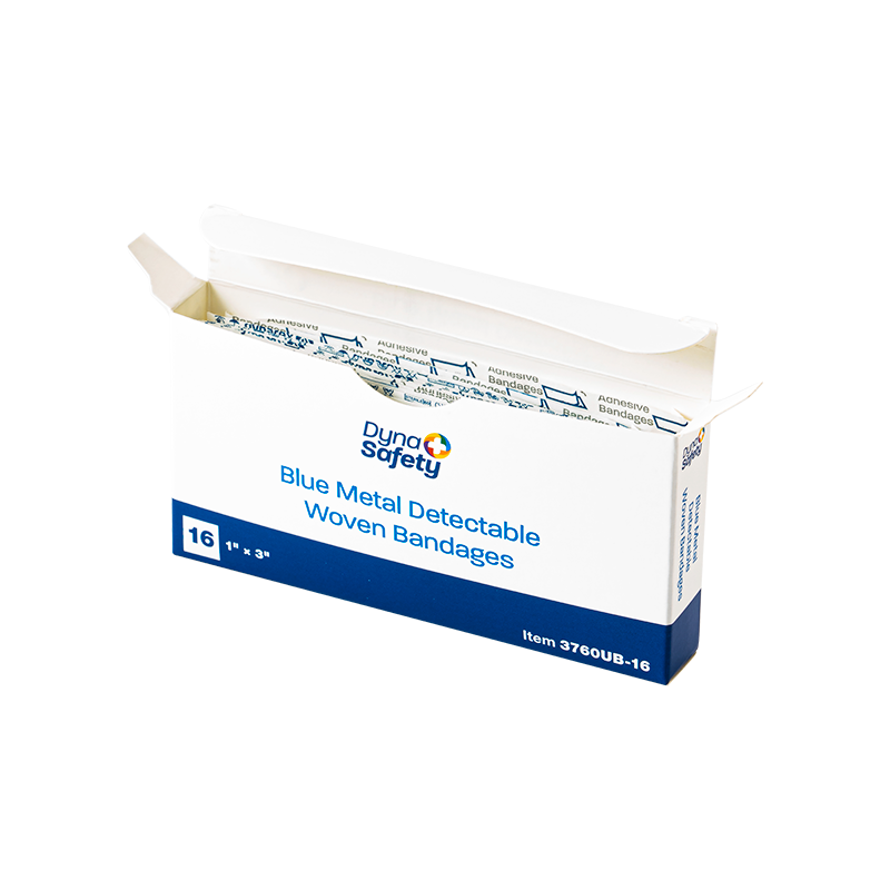 Blue Metal Detectable Woven Bandage, 1” x 3” - 16 pcs per Box/50 Boxes per Case