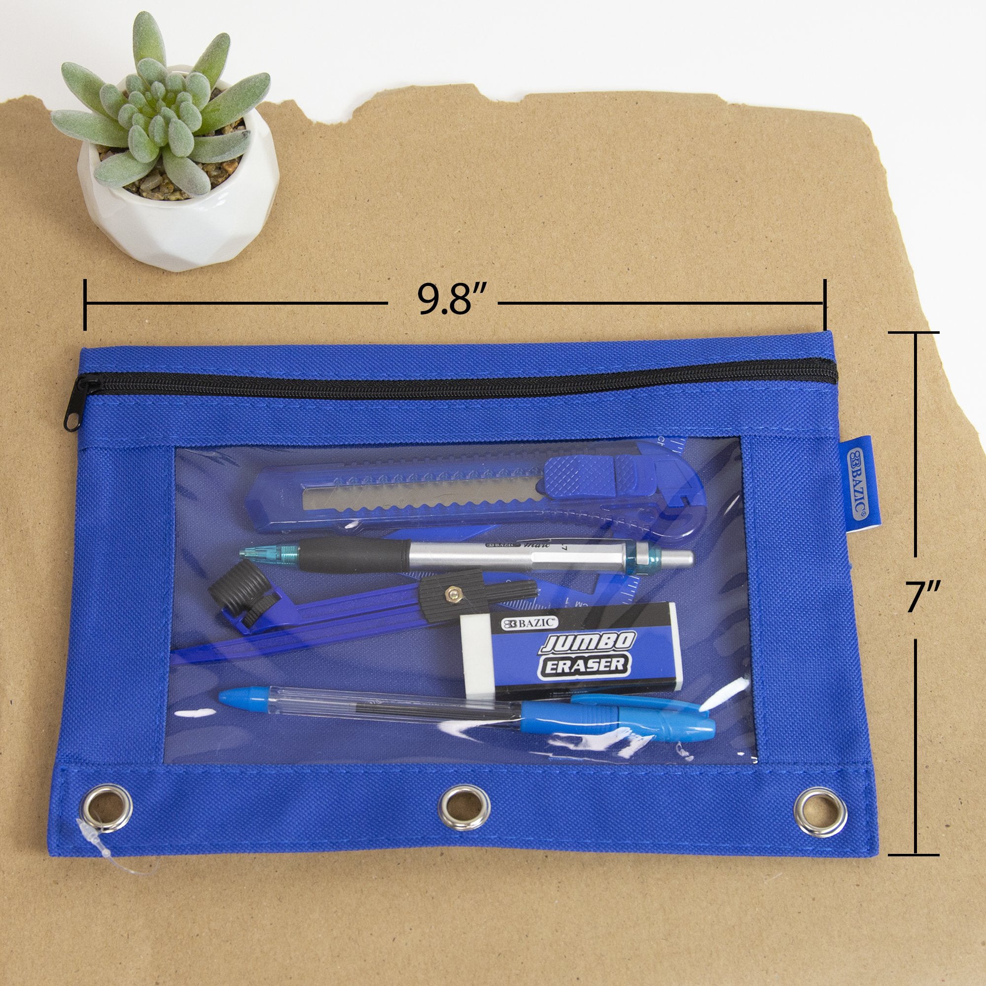 3-Ring Pencil Pouch with Clear Window, Assorted, 1 Pouch