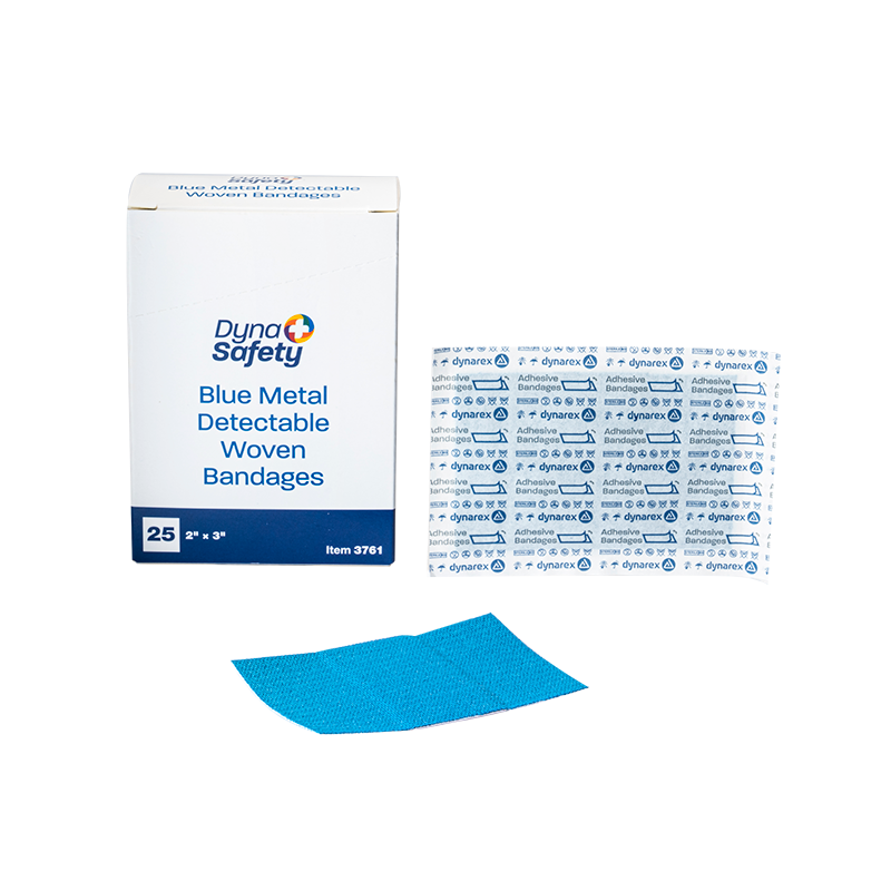 Blue Metal Detectable Woven Bandage, 2” x 3” - 25 pcs per Box/50 Boxes per Case