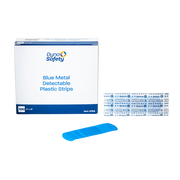 Blue Metal Detectable Plastic Strip, 1” x 3” - 100 pcs per Box/24 Boxes per Case