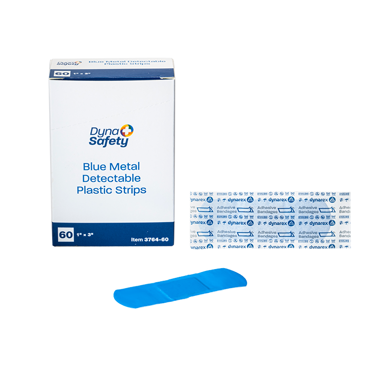 Blue Metal Detectable Plastic Strip, 1” x 3” - 60 pcs per Box/24 Boxes per Case