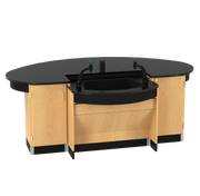 Interface Workstation,Epoxy Tops,Unicast Knob Handle Fixtures,Oak,Black Metal