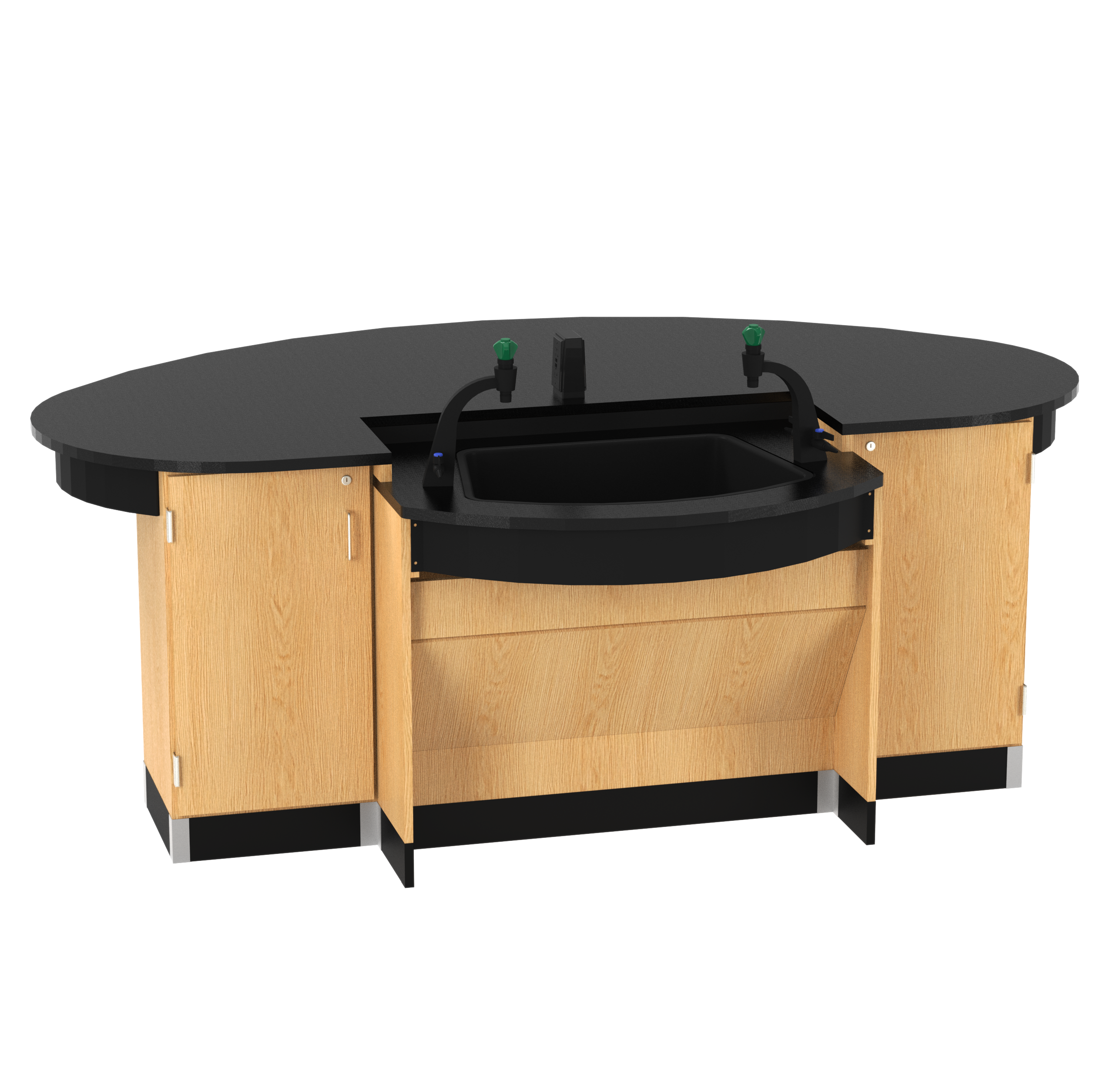 Interface Workstation,Epoxy Tops,Unicast Knob Handle Fixtures,Oak,Black Metal