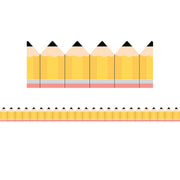 Yellow Pencils Die-Cut Decorative Border Trim, 35 ft