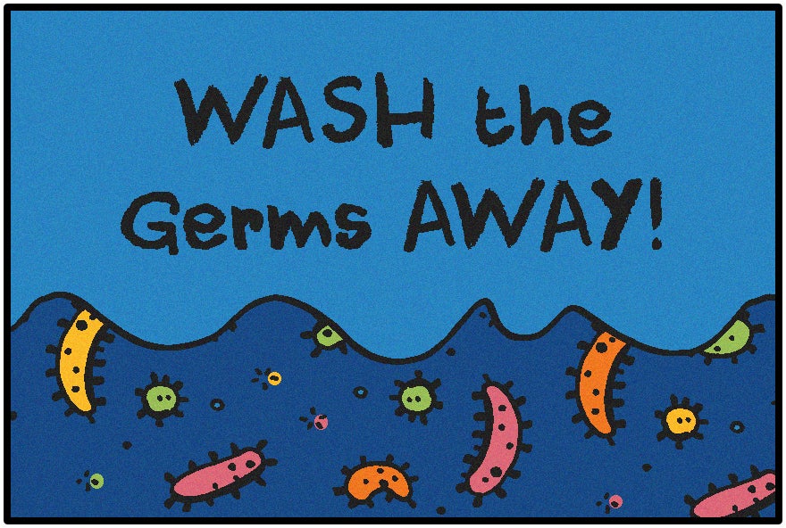 Wash Away the Germs Rug - 3ft x 4ft 6in - Rectangle - Blue