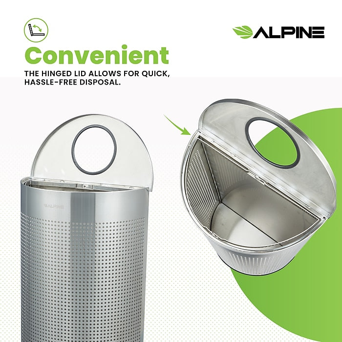 12 Gallon Stainless Steel Perforated Half Round Decorative Waste Receptacle