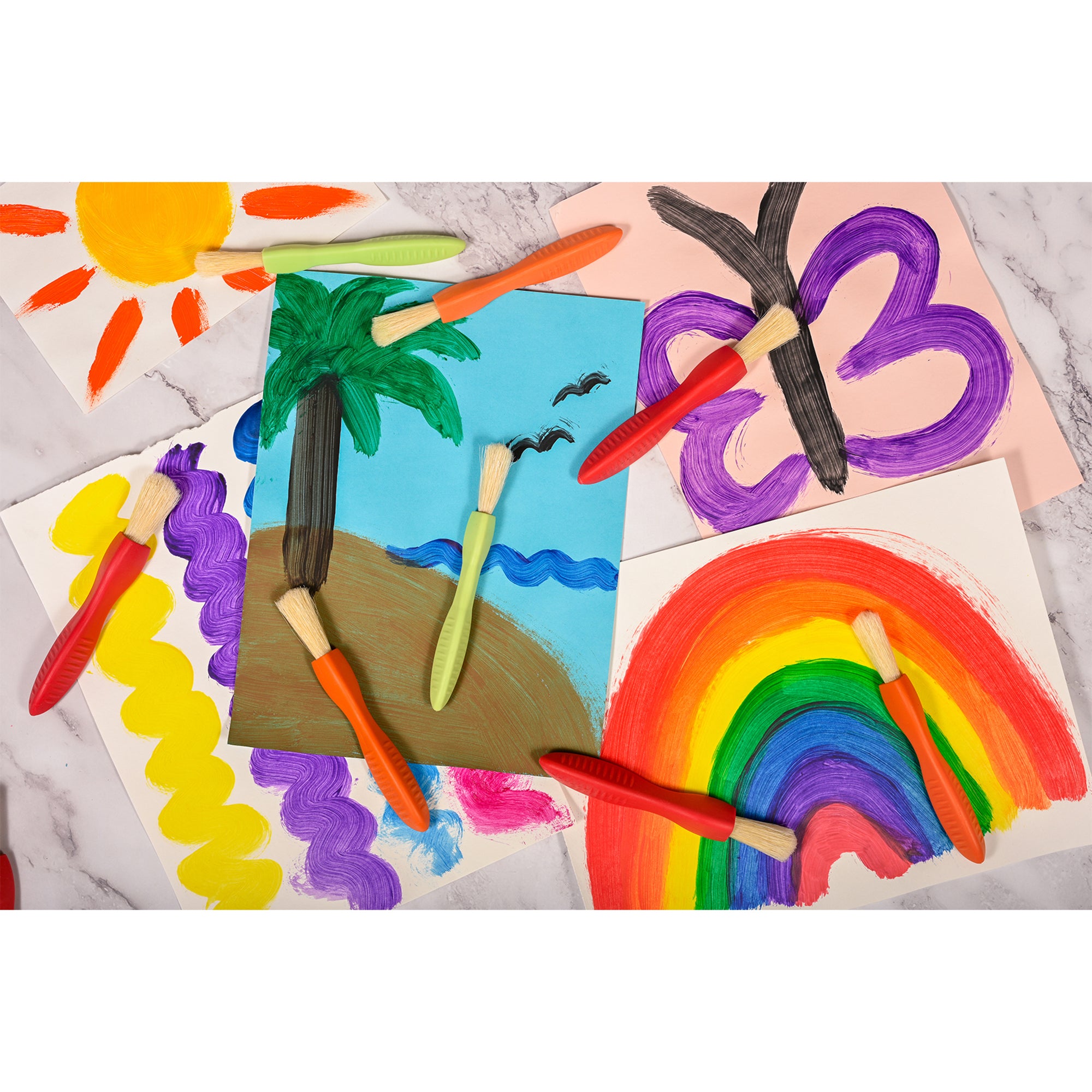 Triangle Grip Toddler Paint Brushes - Set of 24