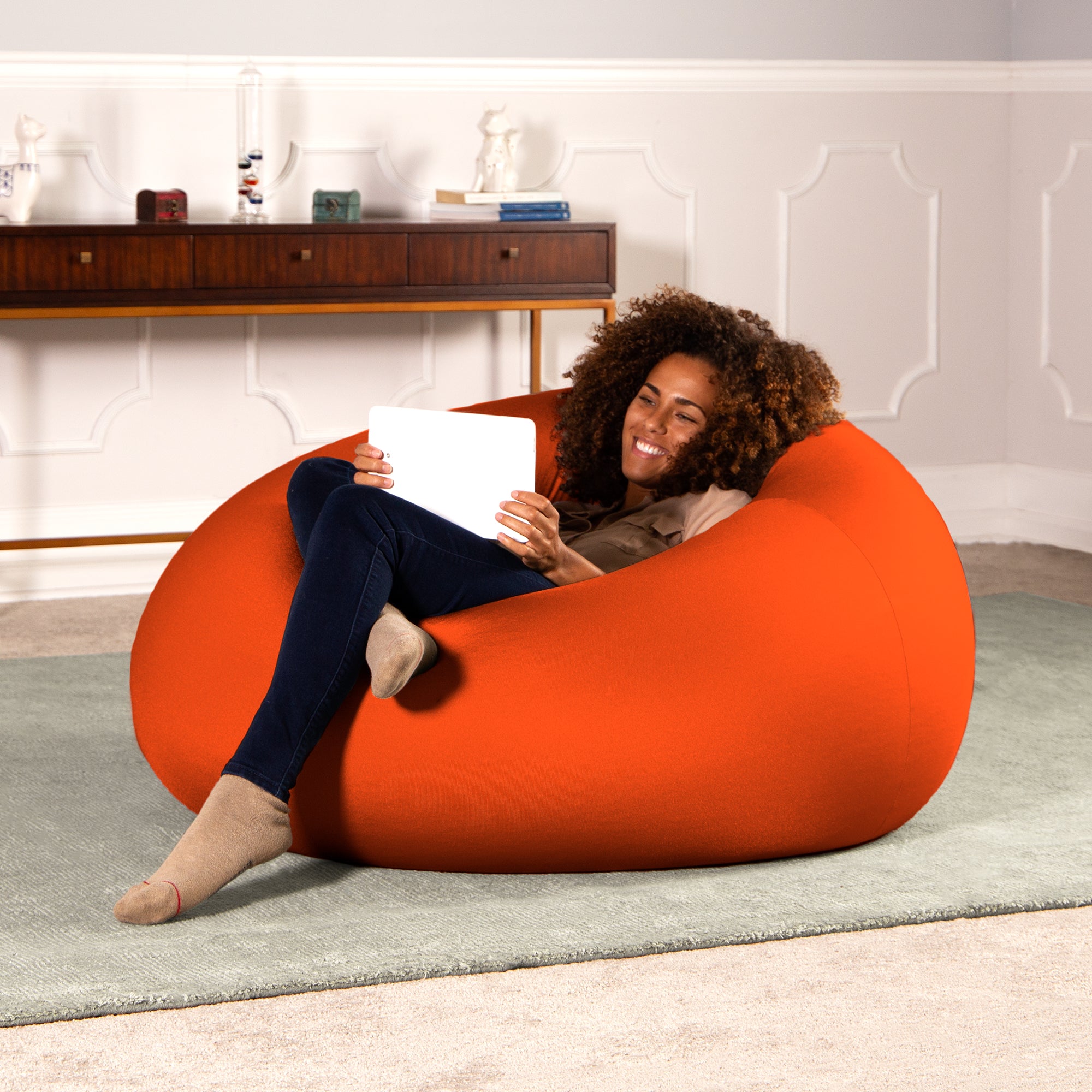 Nimbus Spandex Bean Bag Chair, Large, Orange
