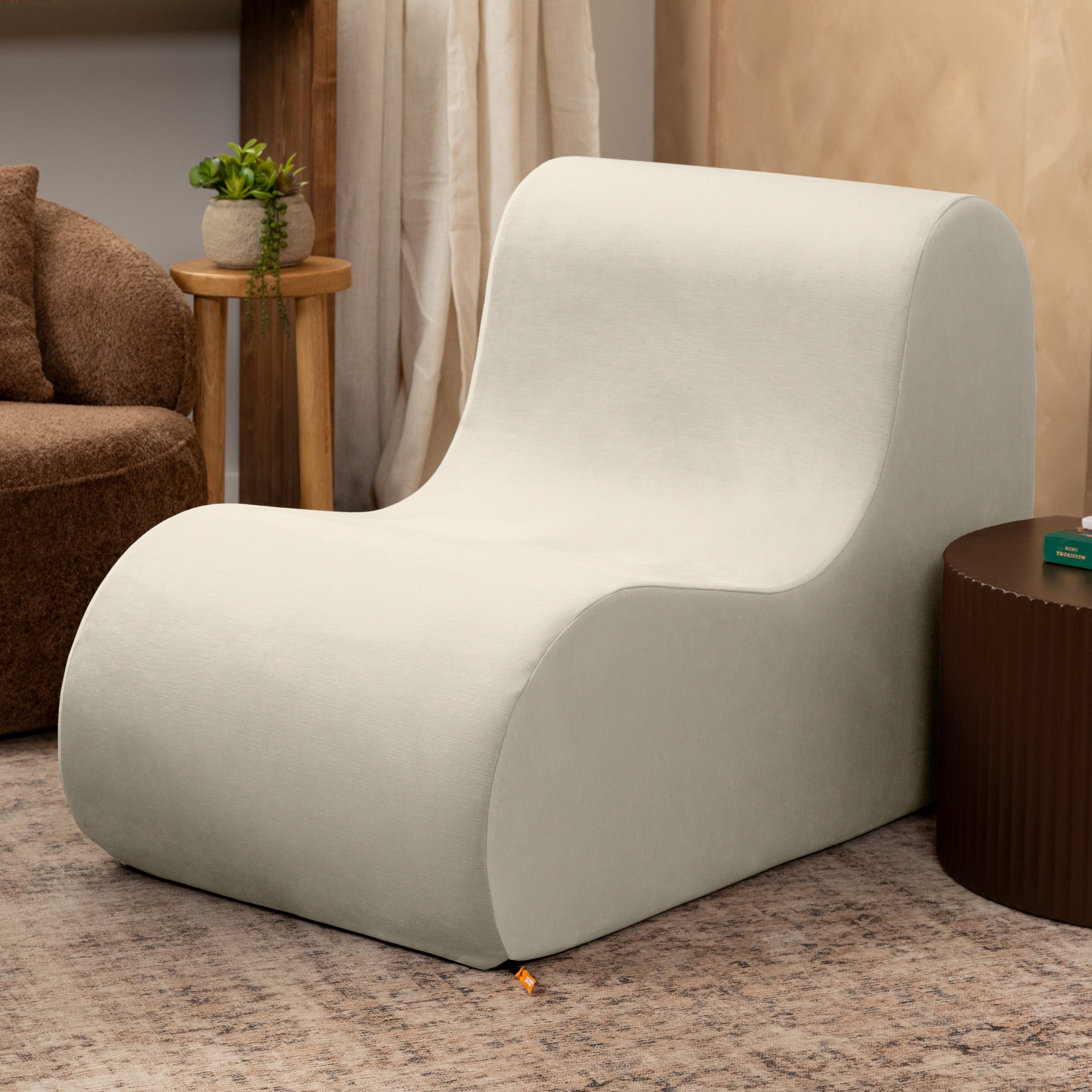 Jaxx Uptown Large Modern Armless Accent Chair, Ivory