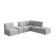 Bush Business Furniture Assemble Modular 5 Seater L Shaped Sectional with Charging Station in Fog Fabric - 100.6" Width x 89.76" Depth x 29.92" Height