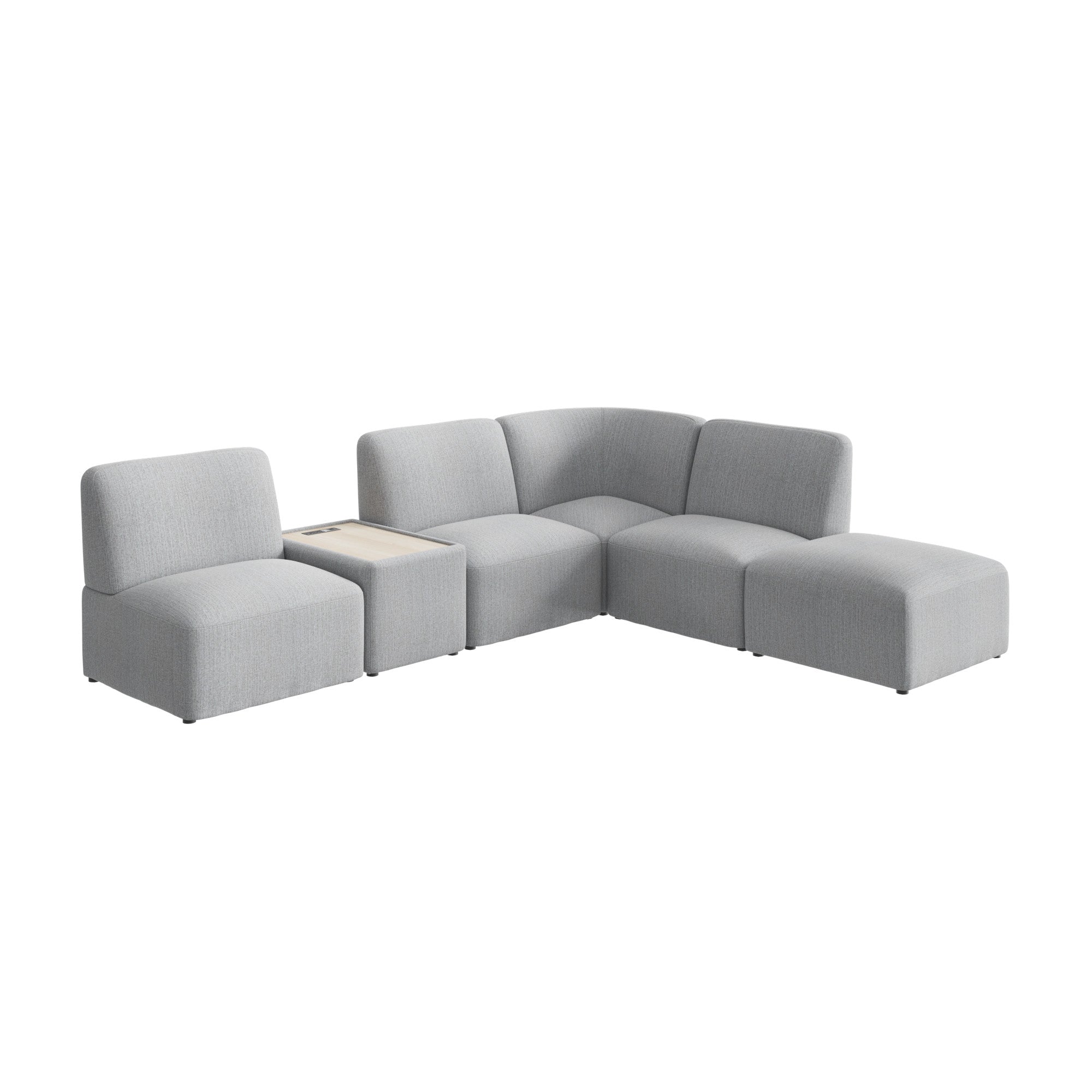 Bush Business Furniture Assemble Modular 5 Seater L Shaped Sectional with Charging Station in Fog Fabric - 100.6" Width x 89.76" Depth x 29.92" Height