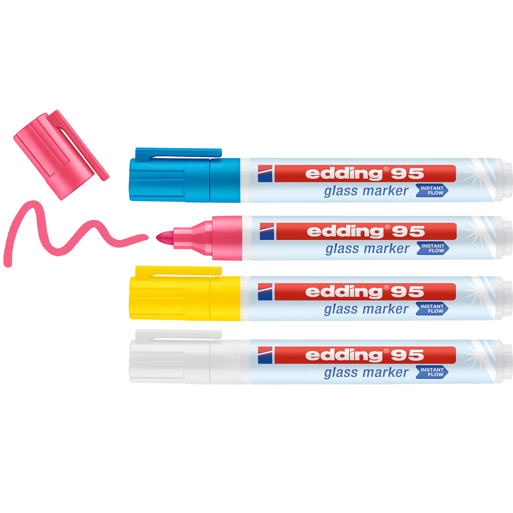 edding 95 Glass Marker - Set of 4 - Light