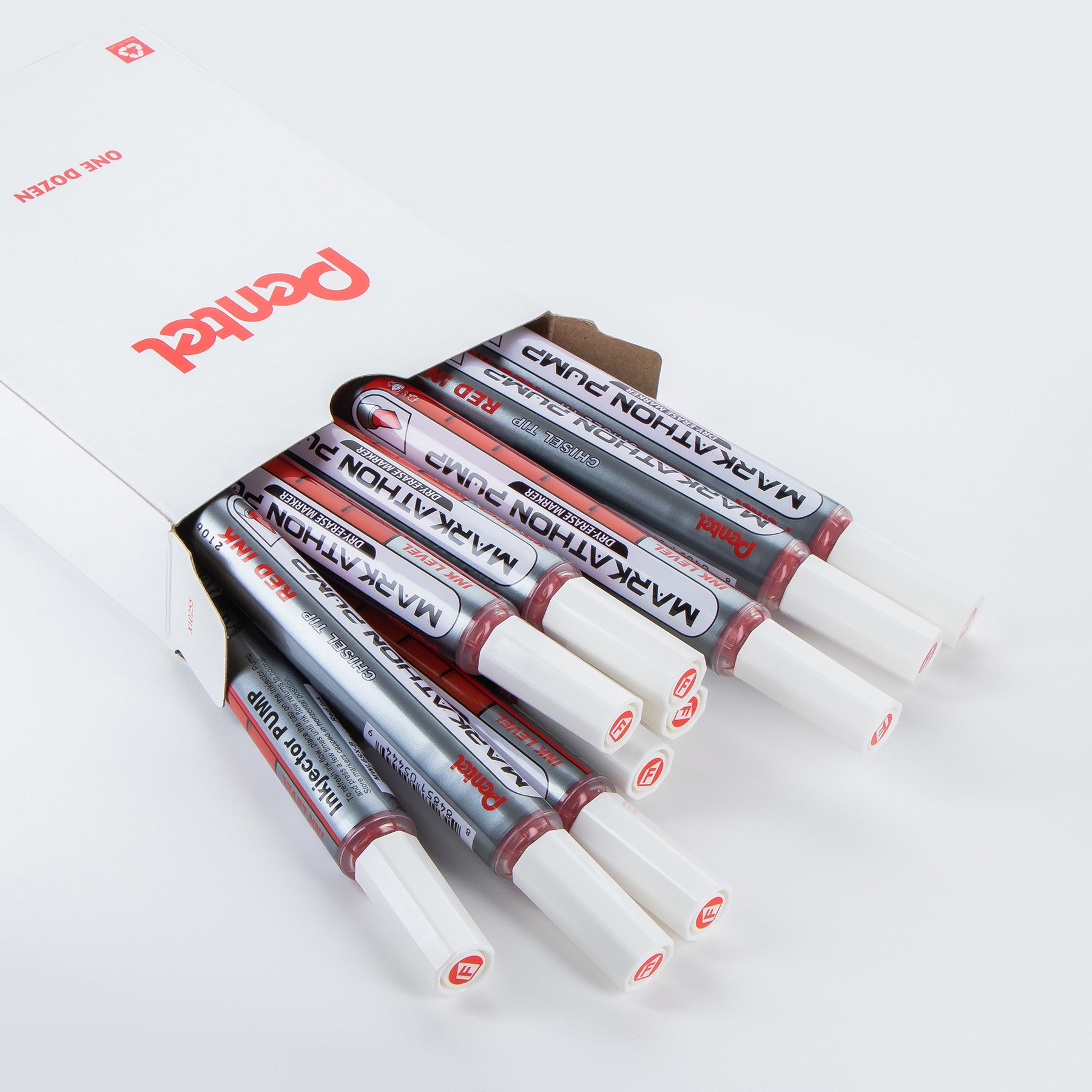 Markathon Pump Dry Erase Marker, Chisel Tip, Red Ink, 1 Dozen