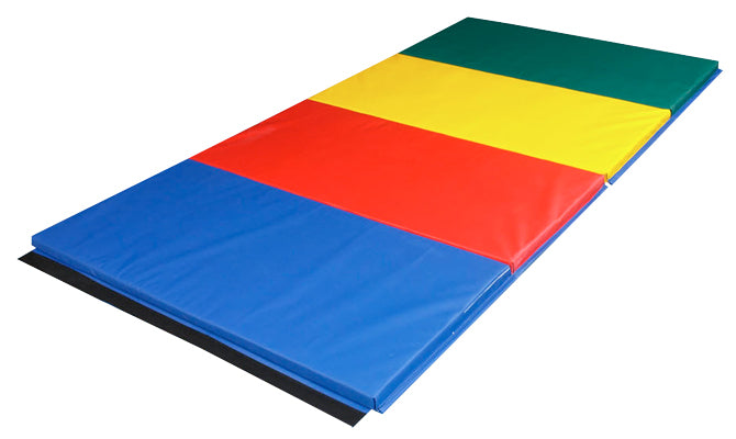Cando Folding Mat - Folds Every 2 Feet - 1-3/8" Envirosafe Foam With Cover - 4' X 10' - Rainbow Colors