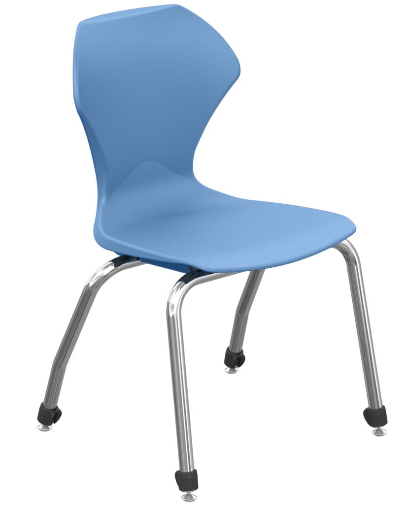 Ergonomic Comfort Stack Chair, 18" Seat Height. Color: Blueberry Seat / Chrome Frame