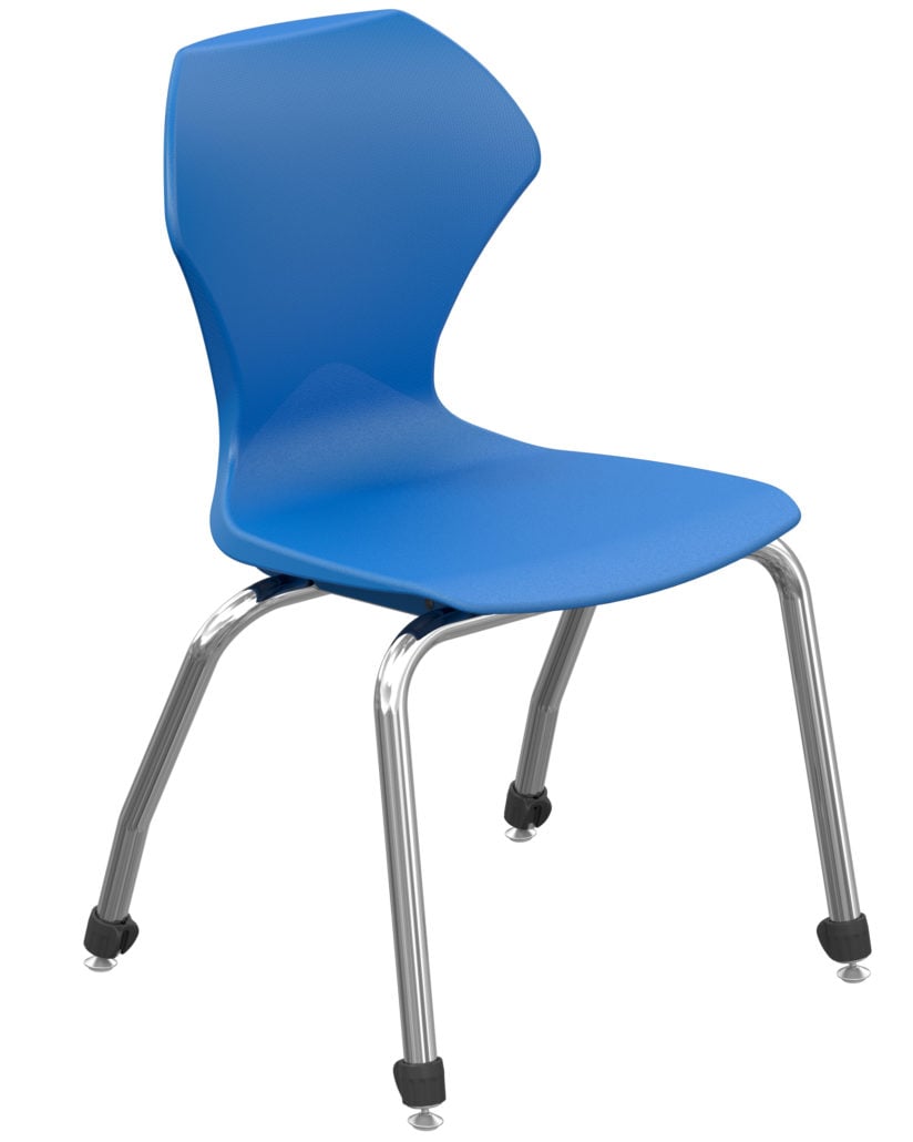 Ergonomic Comfort Stack Chair, 18" Seat Height. Color: Blue Seat / Chrome Frame