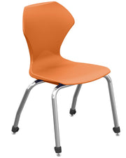 Ergonomic Comfort Stack Chair, 18" Seat Height. Color: Orange Seat / Chrome Frame