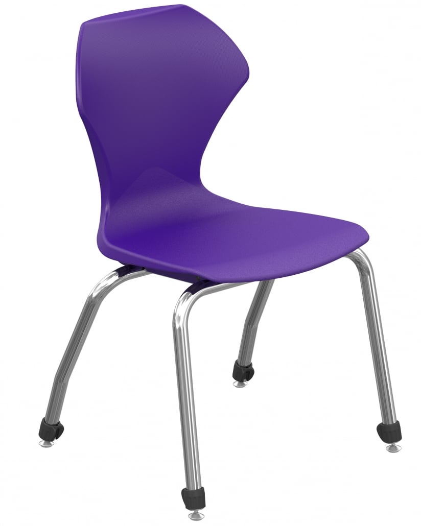 Ergonomic Comfort Stack Chair, 18" Seat Height. Color: Purple Seat / Chrome Frame