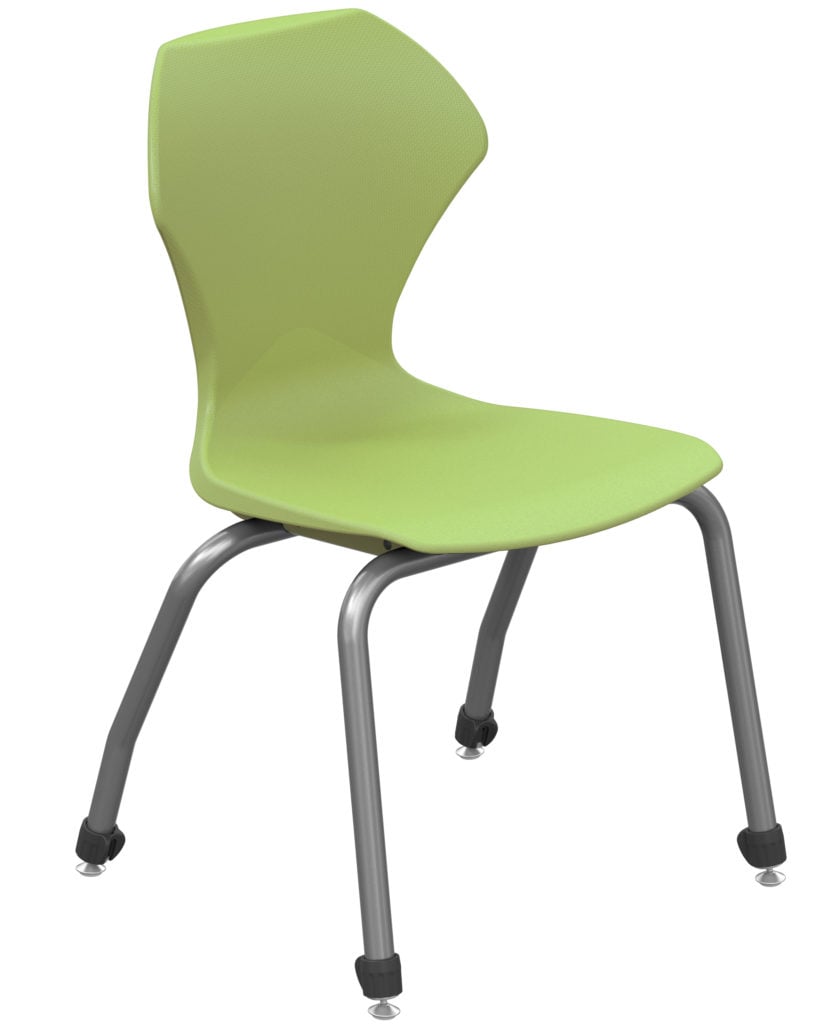 Ergonomic Comfort Stack Chair, 14"seat Height. Color: Apple Seat / Chrome Frame