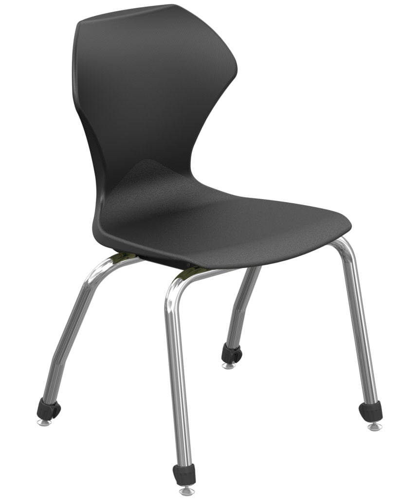 Ergonomic Comfort Stack Chair, 18" Seat Height. Color: Black Seat / Chrome Frame