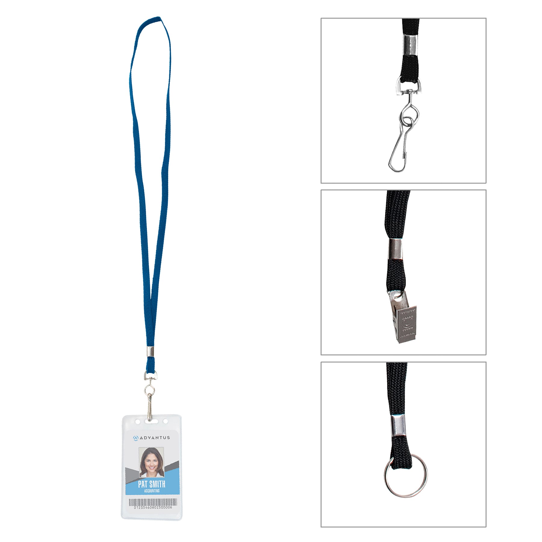 Deluxe Lanyard with J-Hook, Navy Blue, Box of 24