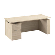Bush Business Furniture Stratus&nbsp;72W x&nbsp;30D Eletric Height Adjustable Standing Desk with File Cabinet in Natural Elm with White Base - 71.02" Width x 29.37" Depth x 27.44" Height