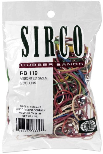 Sirco Rubber Bands Assorted Sizes Colors
