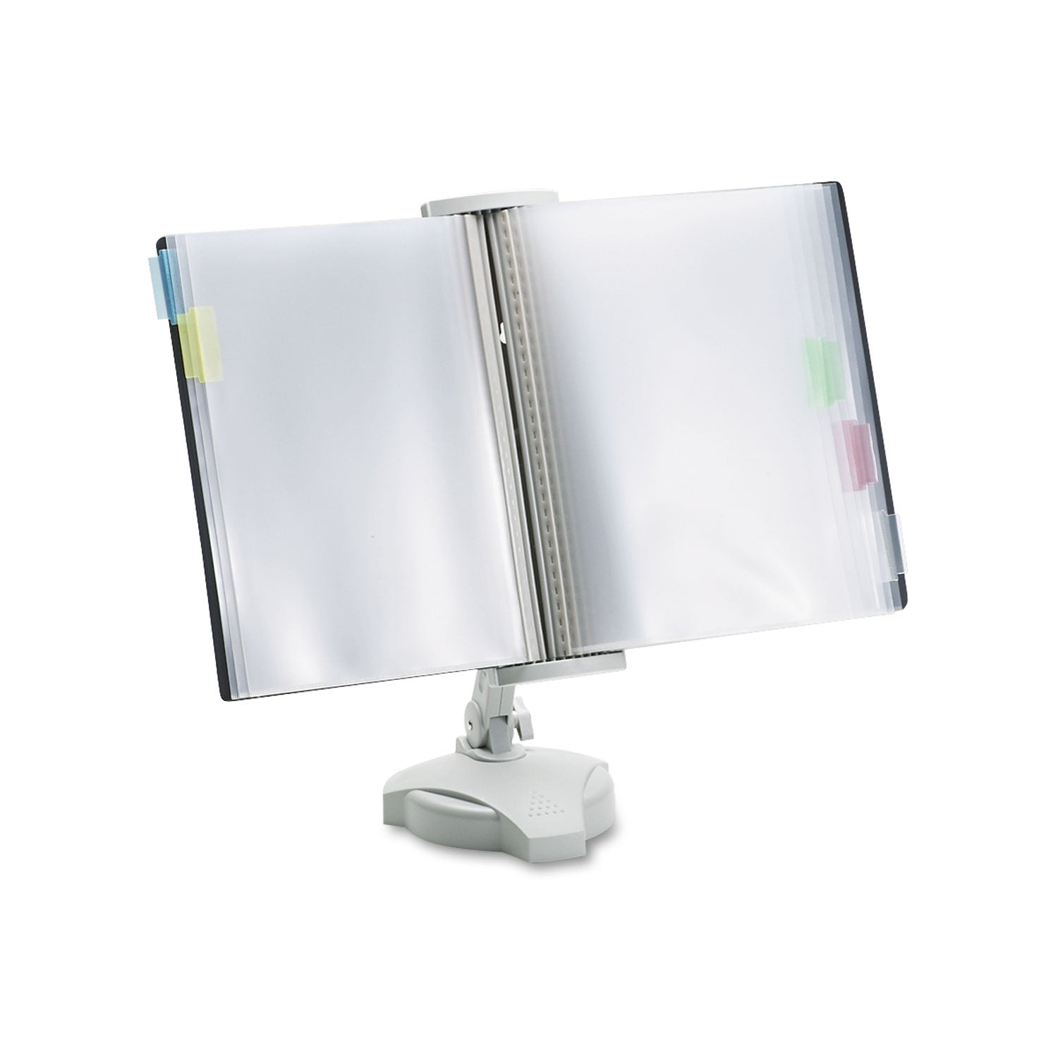 Desktop - 10 Panels - Support Letter 8.50" x 11" Media - Adjustable Viewing Angle, Adjustable Height, Weighted Base, Tabbed, Adjustable Copy Holder - Platinum - Plastic - 18.6" Height x 21.1" Width x 7.1" Depth - 1 Each