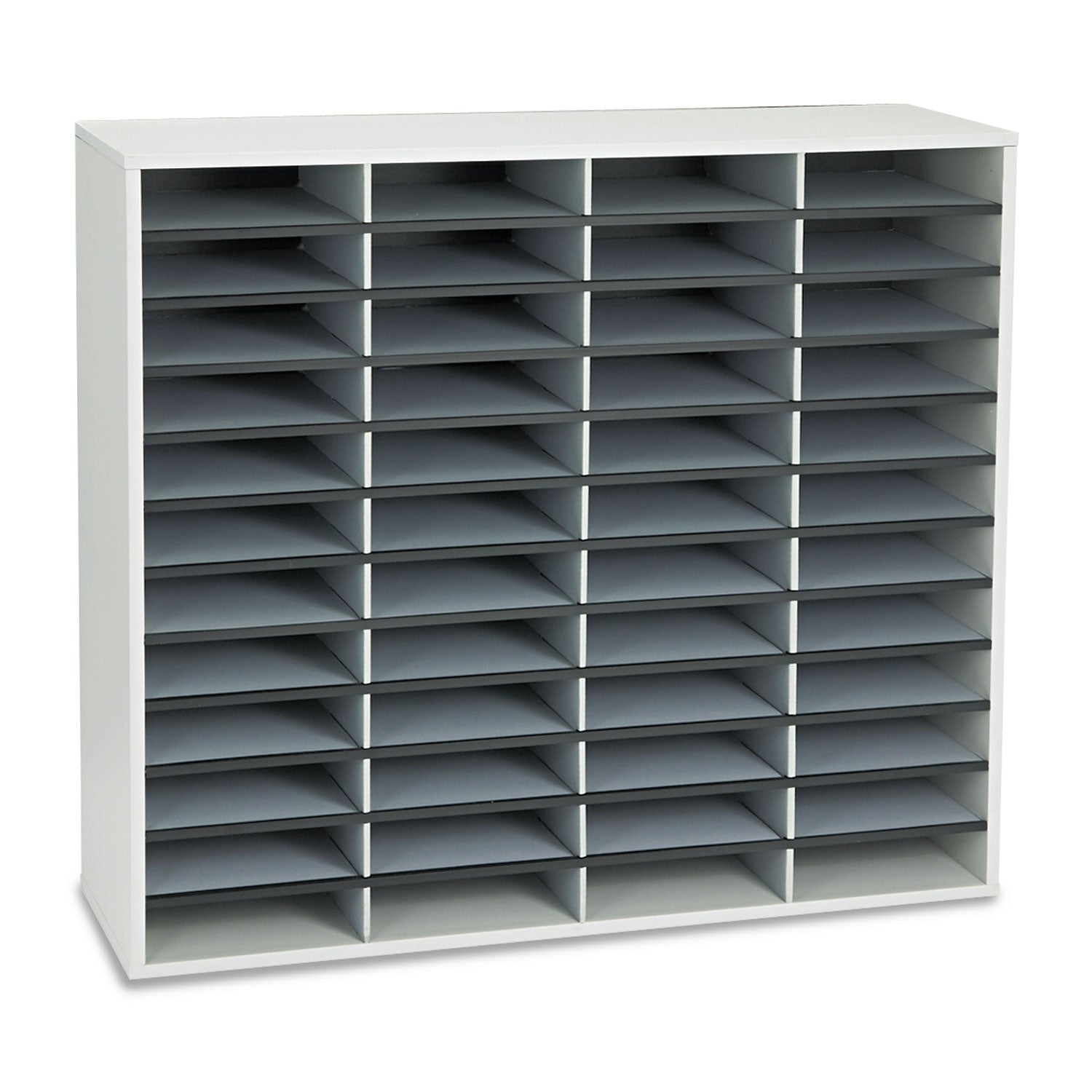 48 Compartment(s) - Compartment Size : 2.50" x 9" x 11.62" - 34.69" Height x 38.25" Width x 11.88" Depth - Corrugated - Dove Gray - Fiberboard, Wood - 1 Each