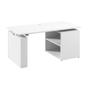 Bush Business Furniture Stratus&nbsp;60W x&nbsp;30D Electric Height Adjustable Standing Desk with Bookcase in White with White Base - 59.45" Width x 29.37" Depth x 27.44" Height