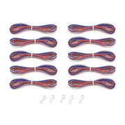Lanyard Hanks - Opaque, 10 Hanks 5 Hooks, Red, White, Blue