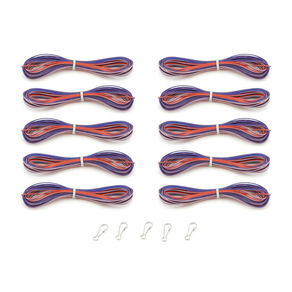 Lanyard Hanks - Opaque, 10 Hanks 5 Hooks, Red, White, Blue