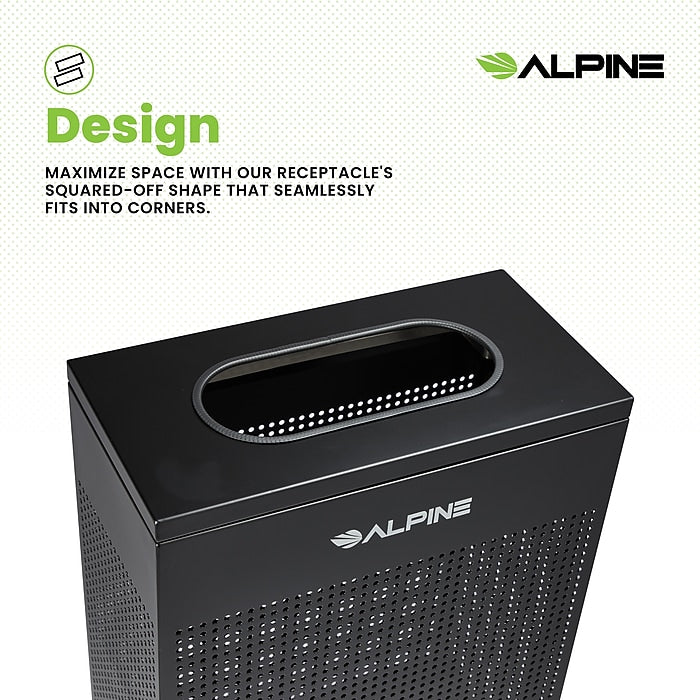 13 Gallon Black Perforated Metal Square Decorative Waste Receptacle