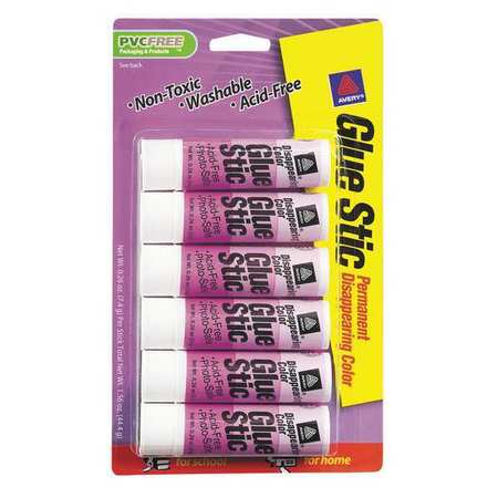 Avery Glue Stic Disappearing Purple Color  0.26 Oz.  Permanent  6PK