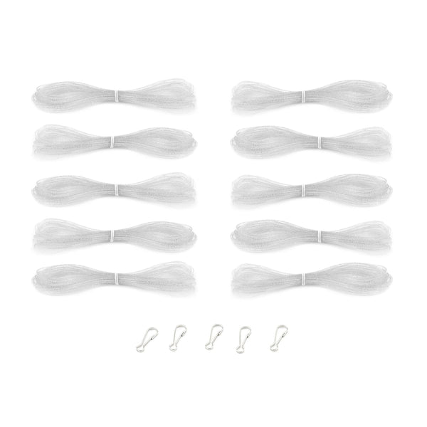 Lanyard Hanks - Translucent, 10 Hanks 5 Hooks, Silver Sparkle
