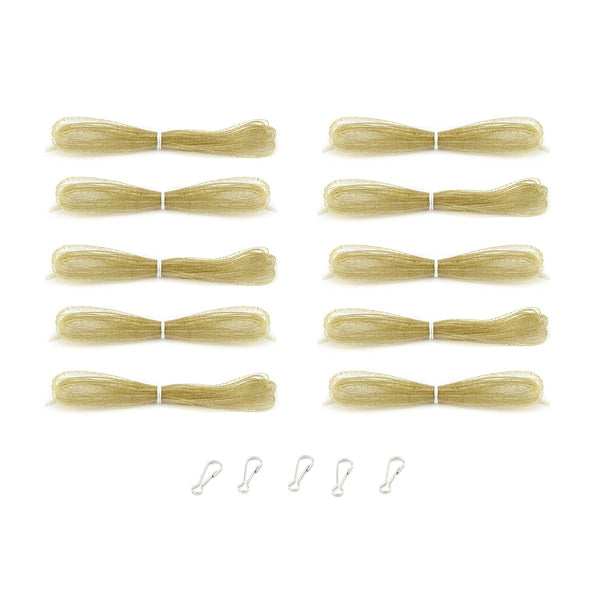 Lanyard Hanks - Translucent, 10 Hanks 5 Hooks, Gold Sparkle