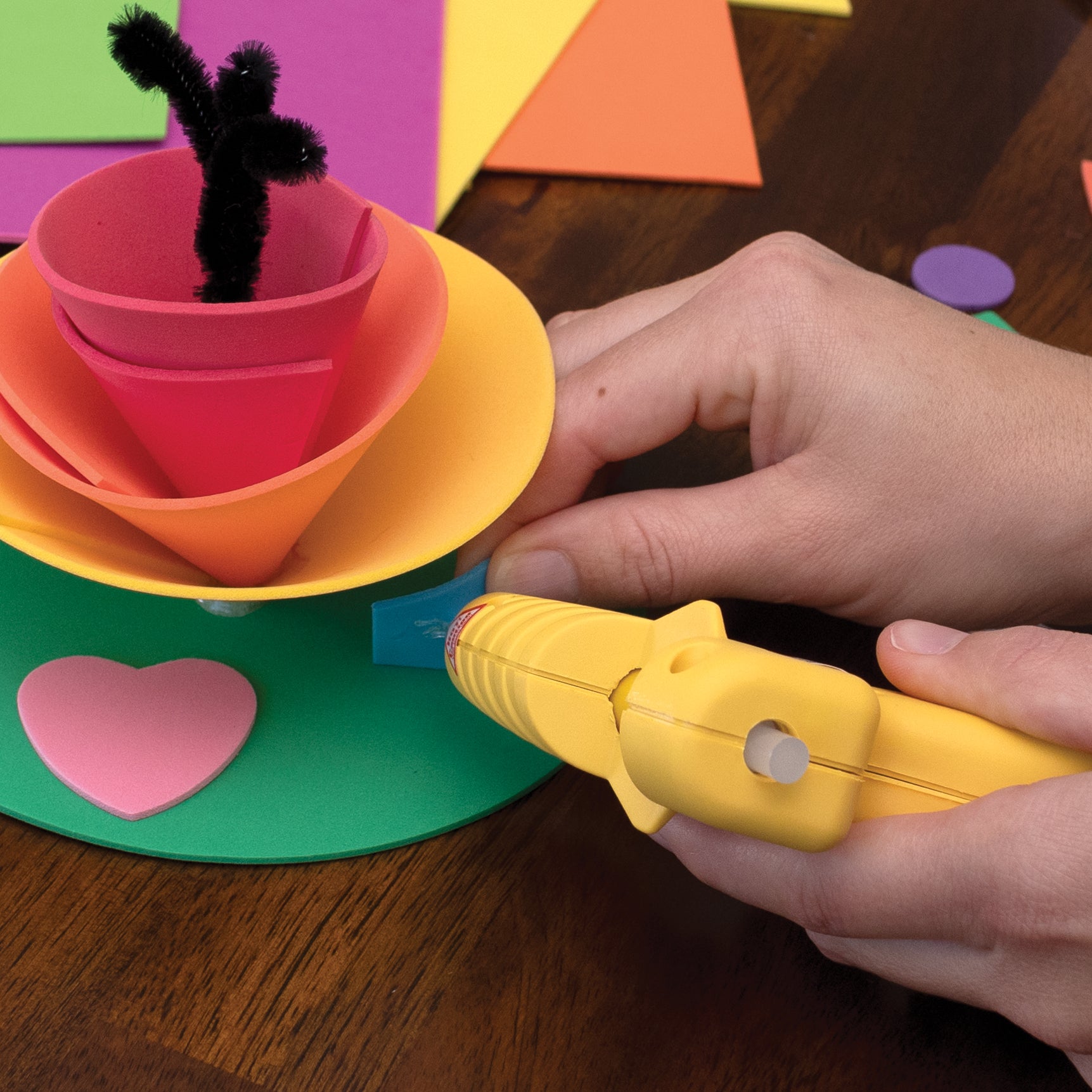 Low-Temp Mini Glue Gun, Yellow, 5.5" x 4", 1 Glue Gun + 3 Glue Sticks
