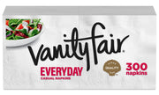 Vanity Fair 2-Ply Everyday Napkins, 13" X 6", White, Pack of 300 Napkins
