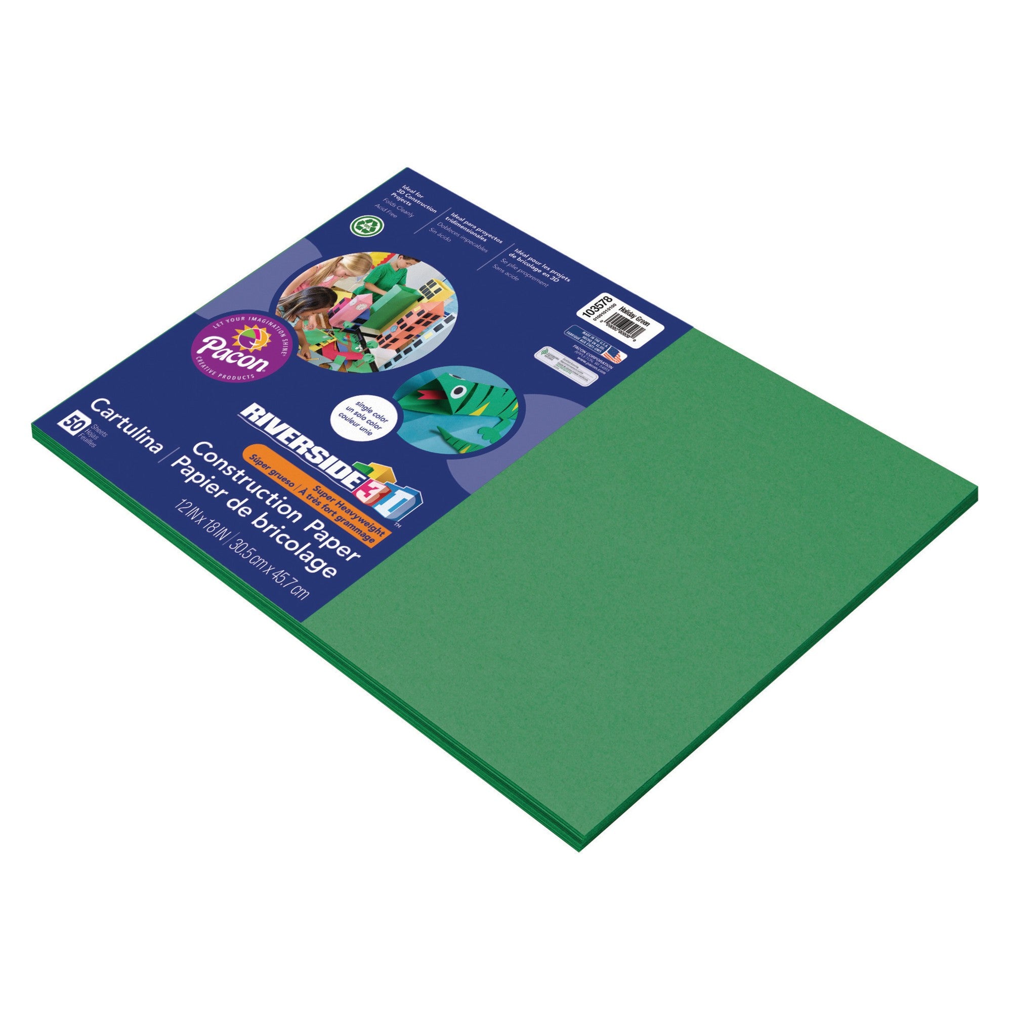 Pacon Riverside Construction Paper  12  X 18   Holiday Green