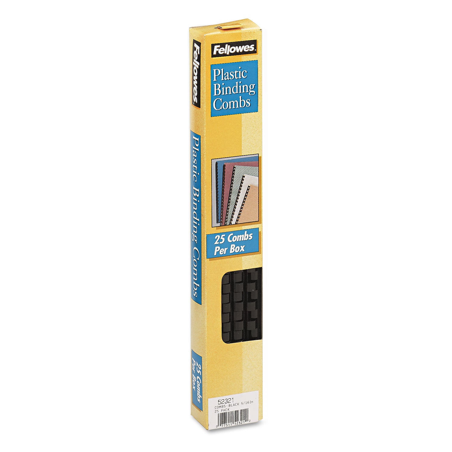 Fellowes Plastic Binding Combs - 0.3" Height x 10.8" Width x 0.3" Depth - 0.31" Maximum Capacity - 40 x Sheet Capacity - 19 x Rings - Ring Binder - Round - Black - Plastic - 1 Pack