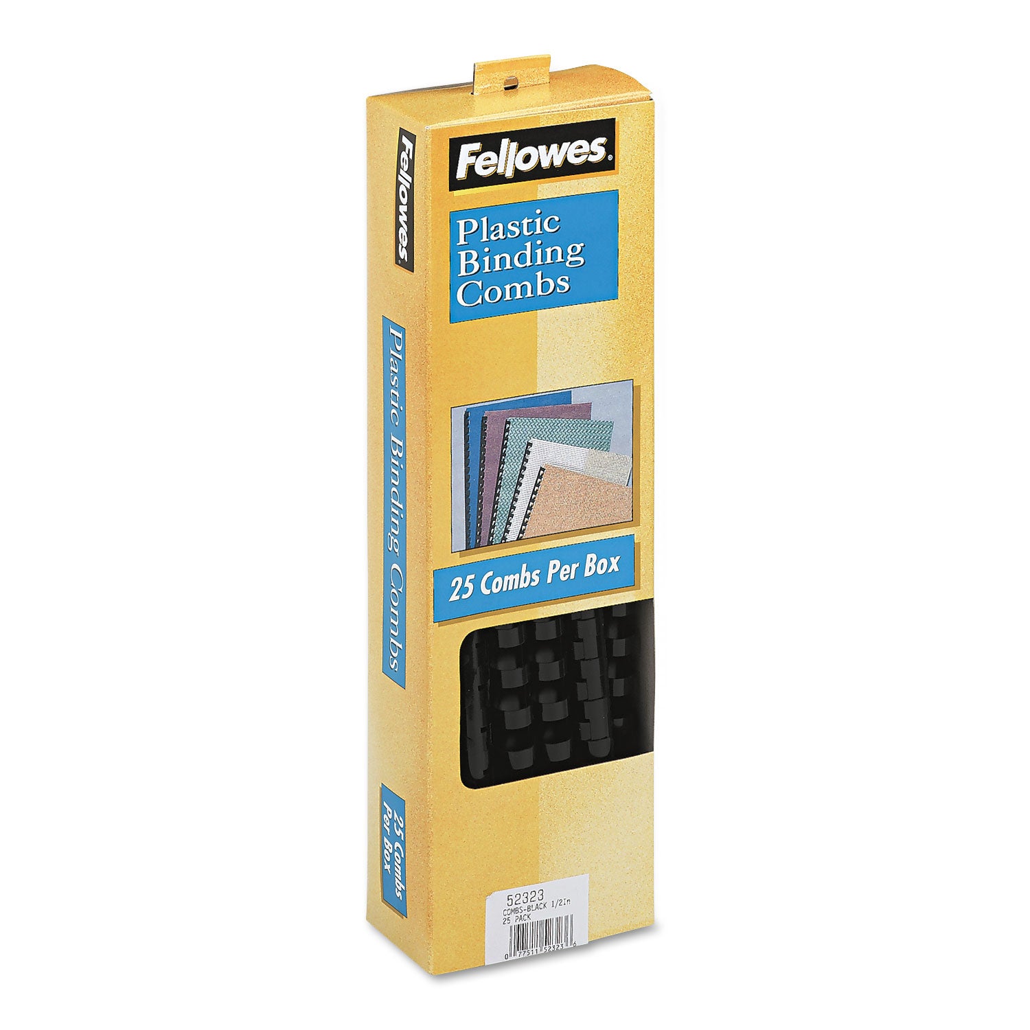 Fellowes 19-ring Plastic Comb Binding - 0.5" Height x 10.8" Width x 0.5" Depth - 0.50" Maximum Capacity - 90 x Sheet Capacity - For Letter 8 1/2" x 11" Sheet - 19 x Rings - Round - Black - Plastic - 25 / Pack