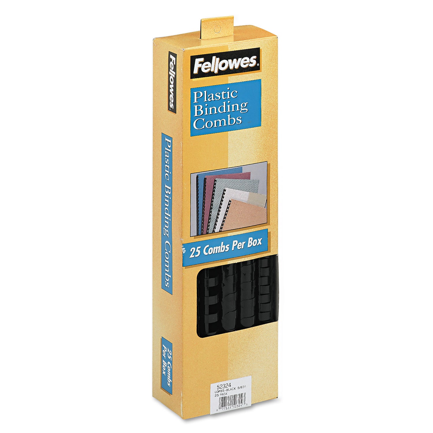 Fellowes Plastic Binding Combs - 0.6" Height x 10.8" Width x 0.6" Depth - 0.62" Maximum Capacity - 120 x Sheet Capacity - For Letter 8 1/2" x 11" Sheet - 19 x Rings - Round - Black - Plastic - 1 Pack