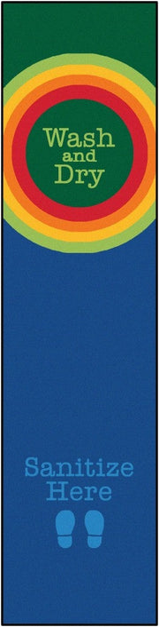 Rainbow Dot Sanitize Here Rug - 3ft x 12ft Runner - Multi