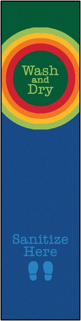 Rainbow Dot Sanitize Here Rug - 3ft x 12ft Runner - Multi