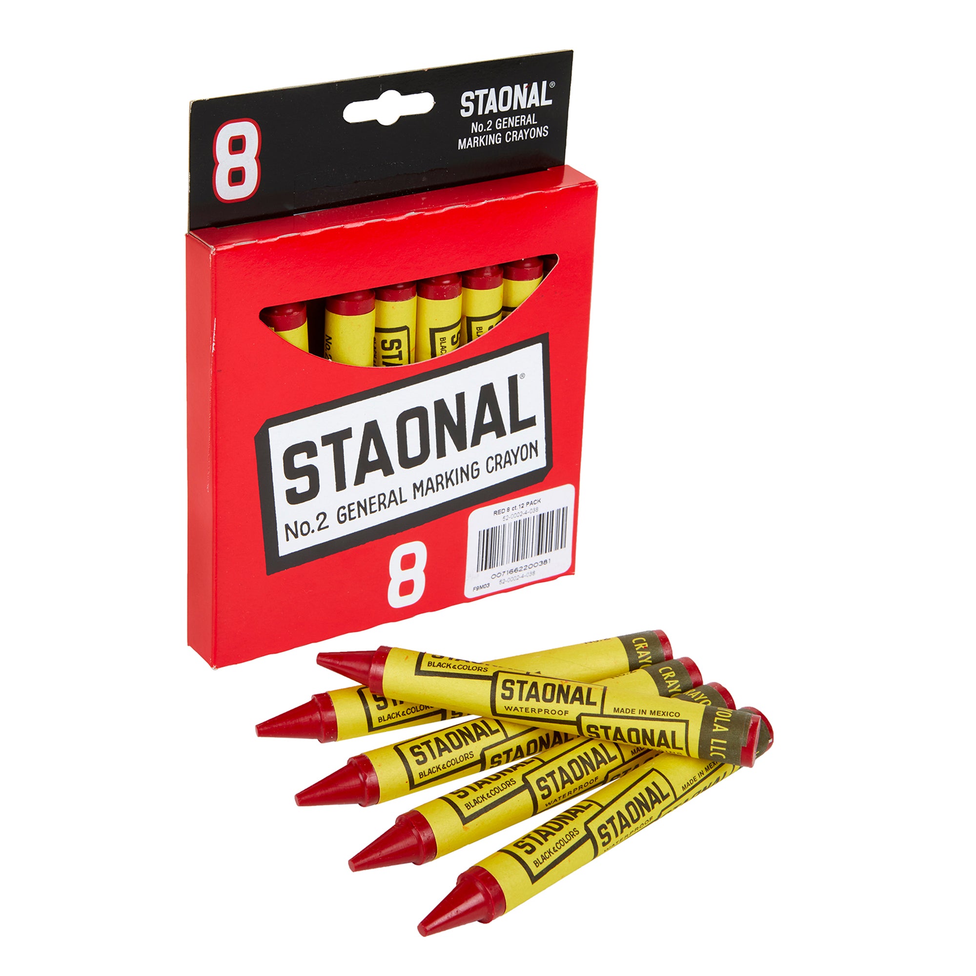 Staonal® Marking Crayons, Red, 8 Count