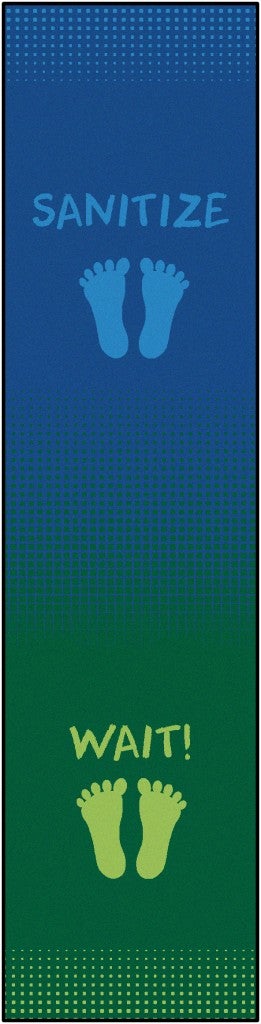 Stand, Wait & Sanitize Here Rug - 3ft x 12ft Runner - Blue
