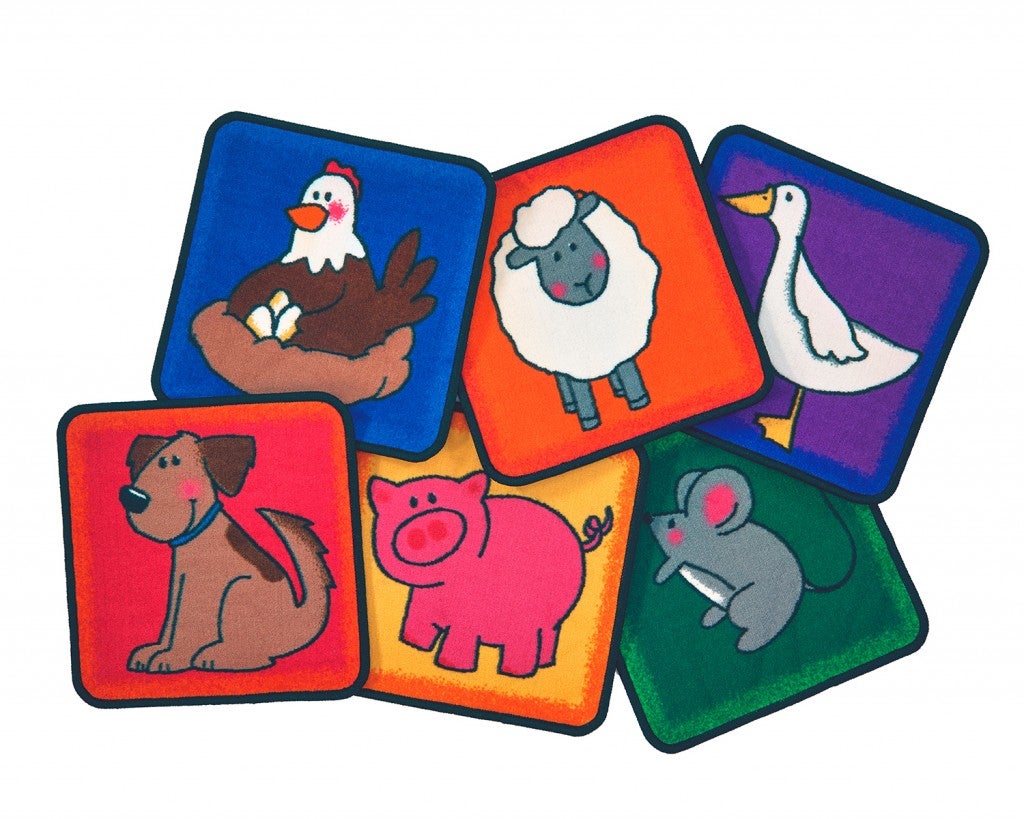 Farm Animal Seating Squares - Kit - Set of 12, 16in - Multi